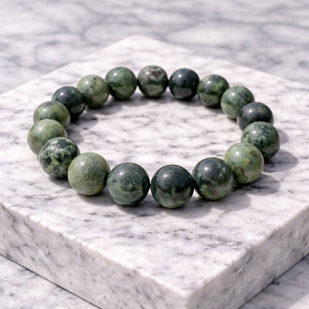 Green Rhyolite Gemstone 10mm Beaded Stretch Bracelet Crystal Jewelry